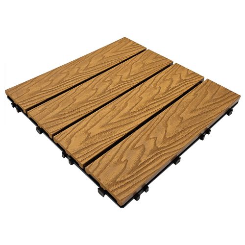 Płytka tarasowa mozaika WPC 30x30 Serpent Tree teak modułowa z systemem click do ogrodu i na balkon – zdjęcie 2