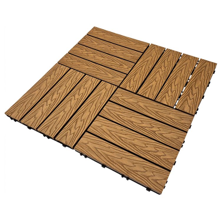 Płytka tarasowa mozaika WPC 30x30 Serpent Tree teak modułowa z systemem click do ogrodu i na balkon – zdjęcie 5