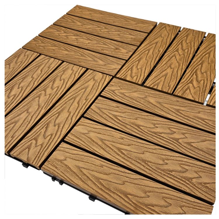 Płytka tarasowa mozaika WPC 30x30 Serpent Tree teak modułowa z systemem click do ogrodu i na balkon – zdjęcie 6