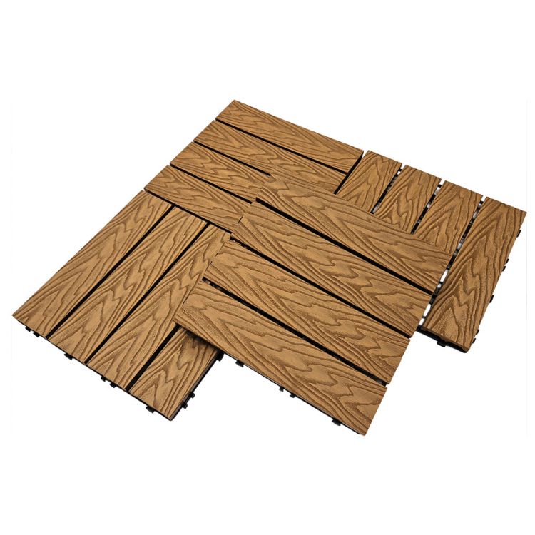 Płytka tarasowa mozaika WPC 30x30 Serpent Tree teak modułowa z systemem click do ogrodu i na balkon – zdjęcie 7
