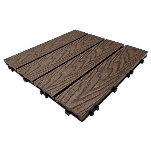 Płytka tarasowa mozaika WPC 30x30 Serpent Tree brązowa modułowa z systemem click do ogrodu i na taras – zdjęcie 2