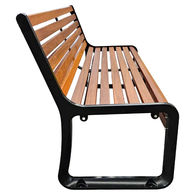 Ławka ogrodowa 150 cm aluminiowa minimalistyczna rama L z drewnem jatoba Serpent Tree Exclucive