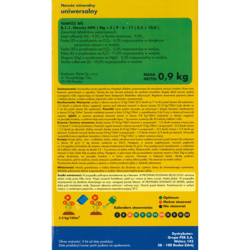 Nawóz mineralny Grupa PSB uniwersalny 0,9kg granulowany NPK 9-6-11 – zdjęcie 2