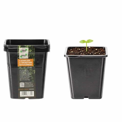 Doniczki plastikowe 11x11x12cm 5szt czarne Garden Line
