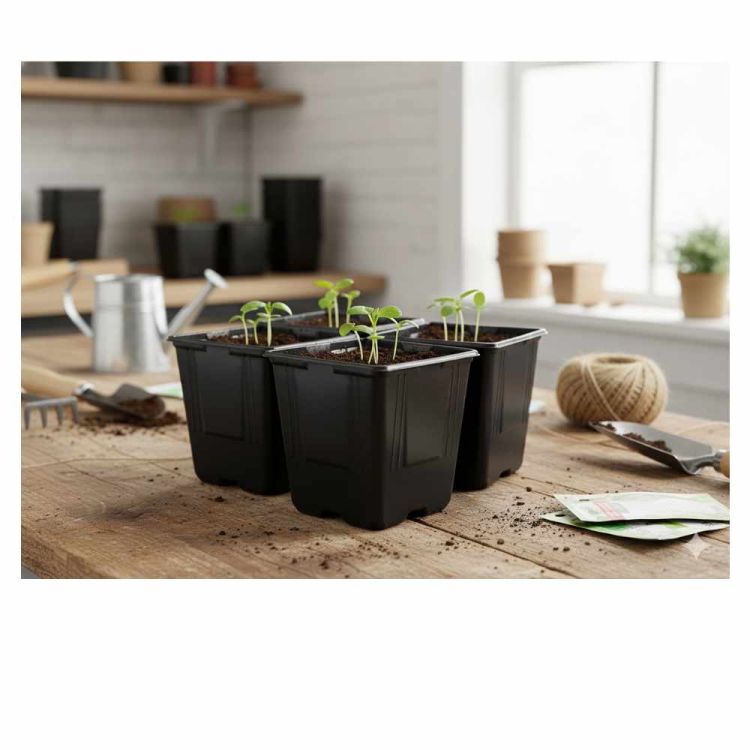 Doniczki plastikowe 11x11x12cm 5szt czarne Garden Line