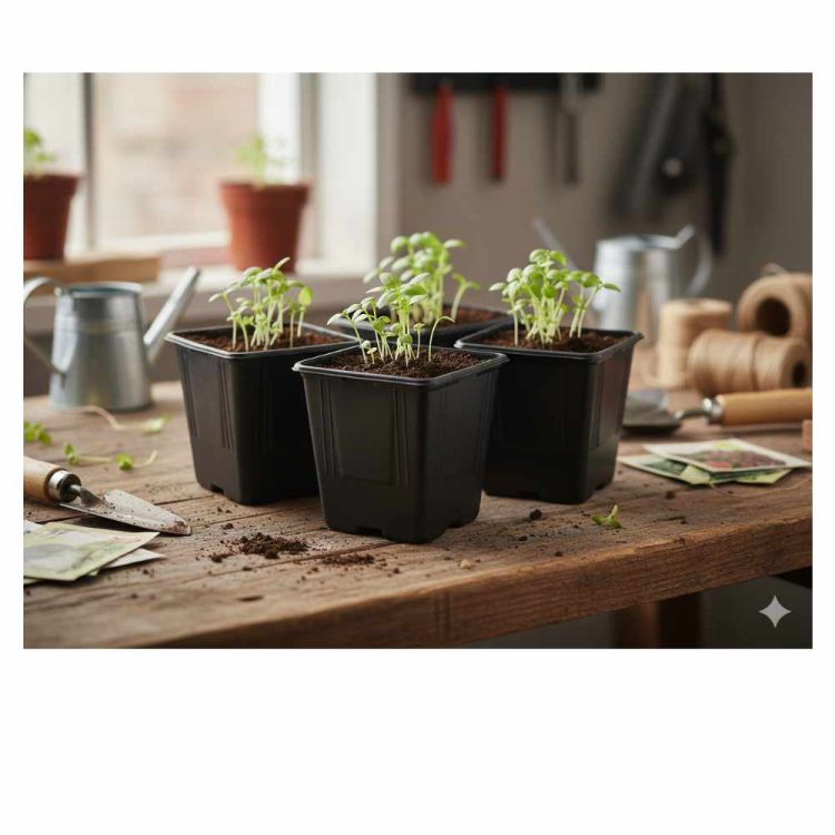 Doniczki plastikowe 11x11x12cm 5szt czarne Garden Line