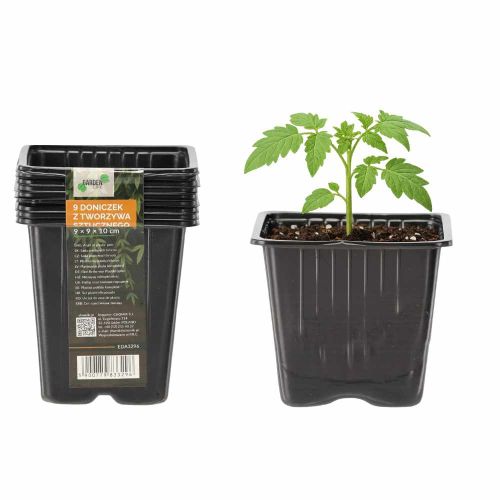 Doniczki plastikowe 9x9x10cm czarne Garden Line