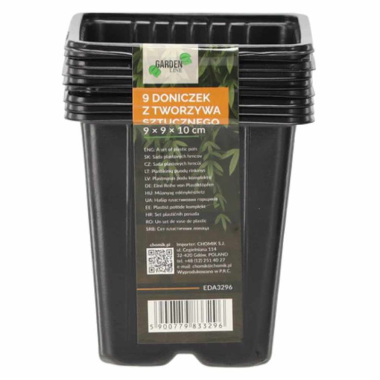 Doniczki plastikowe 9x9x10cm czarne Garden Line