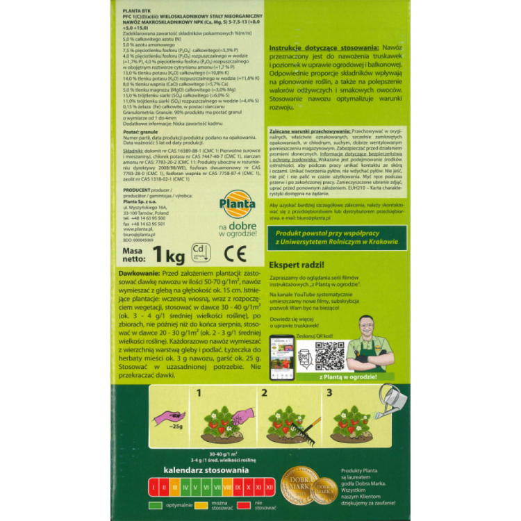 Nawóz mineralny Planta do truskawek i poziomek 1,1kg granulowany NPK