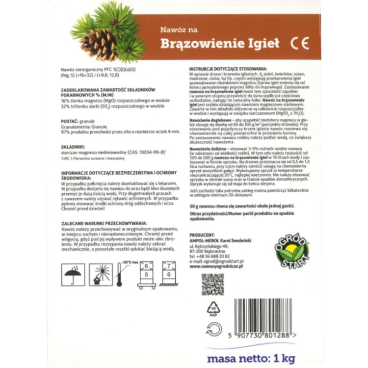 Nawóz mineralny brązowienie igieł Mg S 1kg granulat Ogród Start – zdjęcie 2