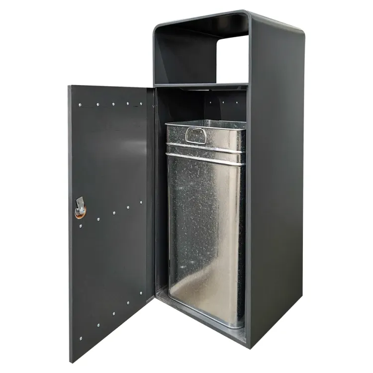 Kosz na śmieci ogrodowy szary 55L stal nierdzewna bez popielniczki z drewnem jatoba Serpent Tree Exclusive