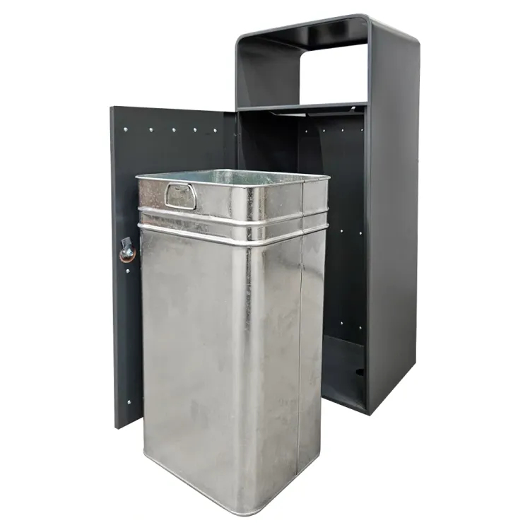 Kosz na śmieci ogrodowy szary 55L stal nierdzewna bez popielniczki z drewnem jatoba Serpent Tree Exclusive