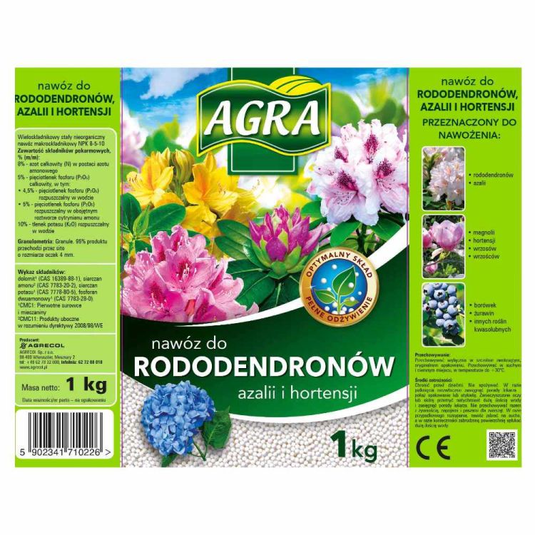 Nawóz granulowany Agra do rododendronów azalii i hortensji 1kg mineralny wieloskładnikowy