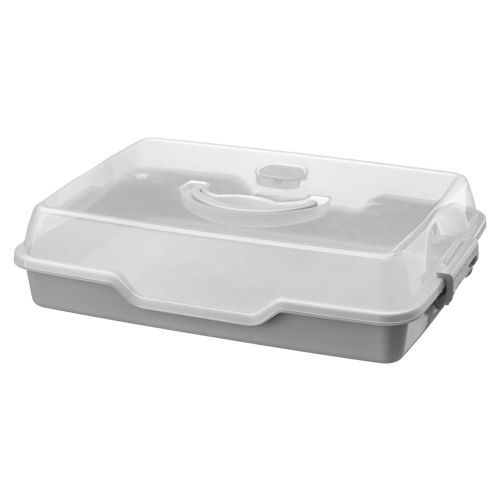 Pojemnik na ciasto Galicja Cookie 34x24x8cm szary z pokrywą do żywności – zdjęcie 1