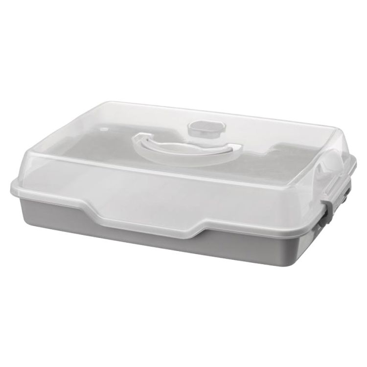 Pojemnik na ciasto Galicja Cookie 34x24x8cm szary z pokrywą do żywności – zdjęcie 1