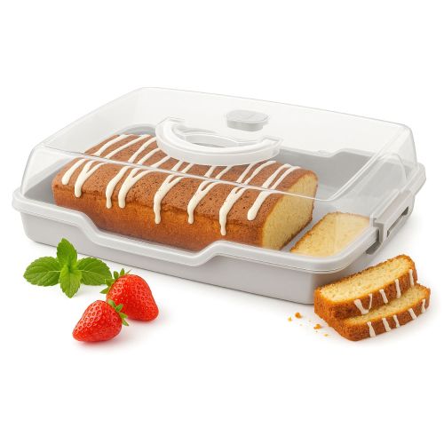 Pojemnik na ciasto Galicja Cookie 34x24x8cm szary z pokrywą do żywności – zdjęcie 2