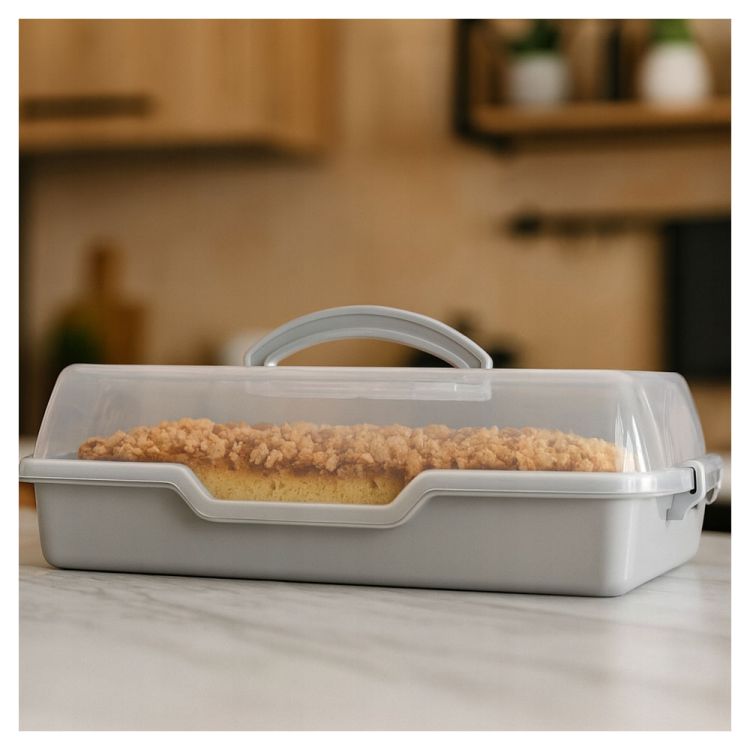 Pojemnik na ciasto Galicja Cookie 34x24x8cm szary z pokrywą do żywności – zdjęcie 3