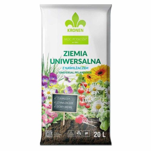 Ziemia uniwersalna Kronen Ecofibrex 20l z nawilżaczem i nawozem do roślin domowych i ogrodowych