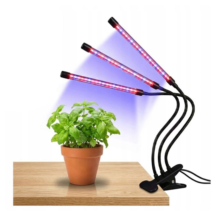 Lampa do wzrostu uprawy roślin doniczkowych warzyw 3-ramienna led timer – zdjęcie 3