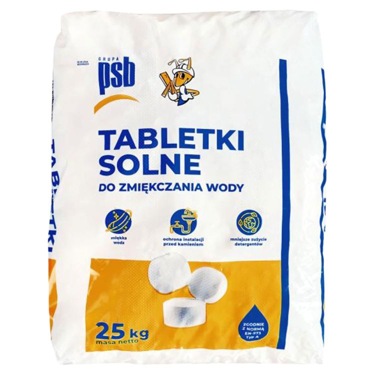 Sól tabletkowa PSB 25kg do zmiękczania wody zgodna z EN-973 typ A – zdjęcie 1