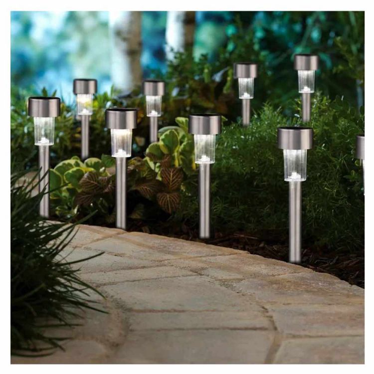 Lampa solarna 4iQ ISKRA LED 0,06W stalowa IP44 srebrna do ogrodu – zdjęcie 6