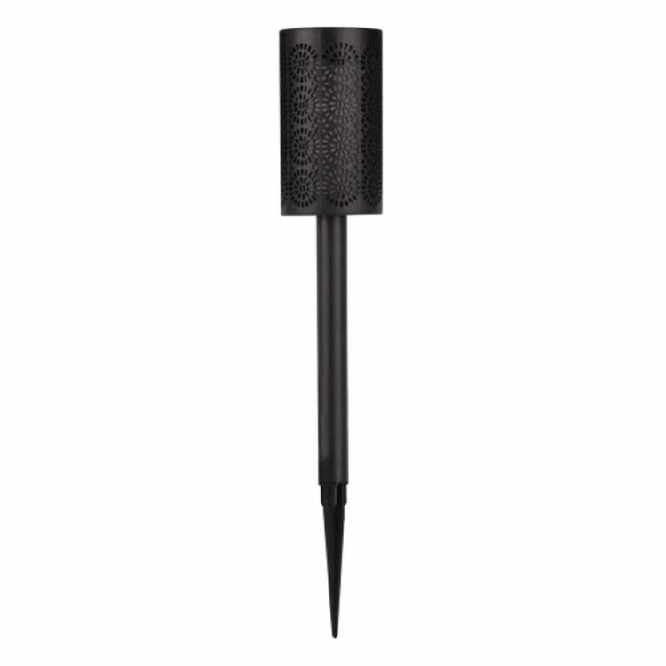 Lampa solarna Ażur LED 1,2W 39cm IP44 wbijana pochodnia z czujnikiem zmierzchu czarna