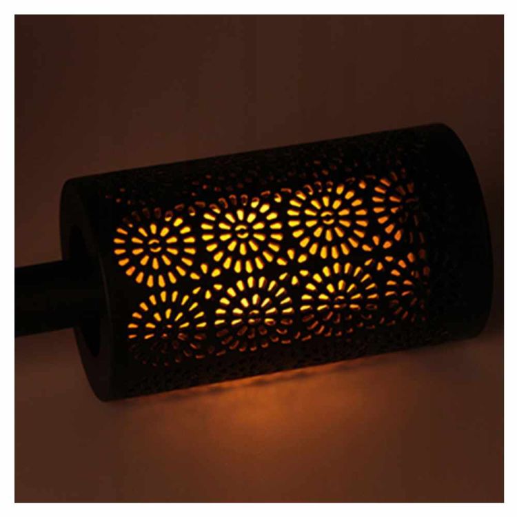 Lampa solarna Ażur LED 1,2W 39cm IP44 wbijana pochodnia z czujnikiem zmierzchu czarna