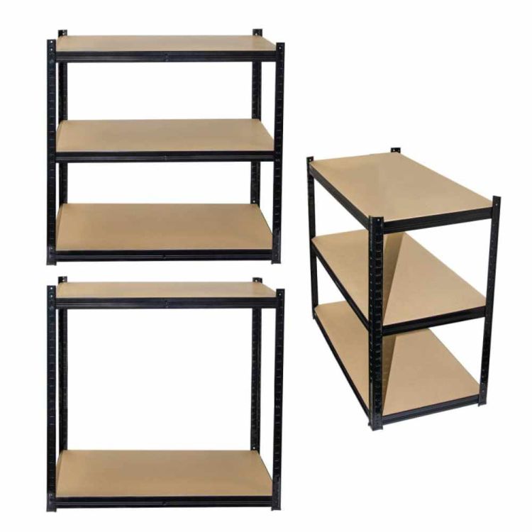 Regał magazynowy metalowy garażowy 180x75x35cm 750kg 5 półek czarny – zdjęcie 3