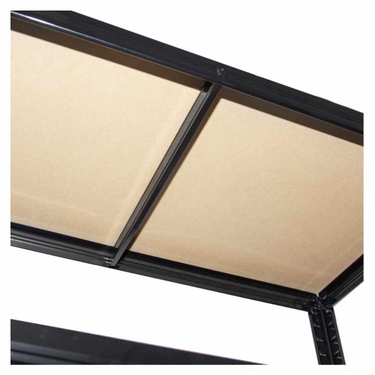 Regał magazynowy metalowy 220x110x45cm 875kg 5 półek MDF wciskany czarny do garażu i piwnicy – zdjęcie 10