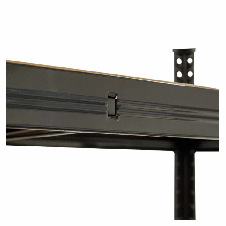 Regał magazynowy metalowy 220x110x45cm 875kg 5 półek MDF wciskany czarny do garażu i piwnicy – zdjęcie 11