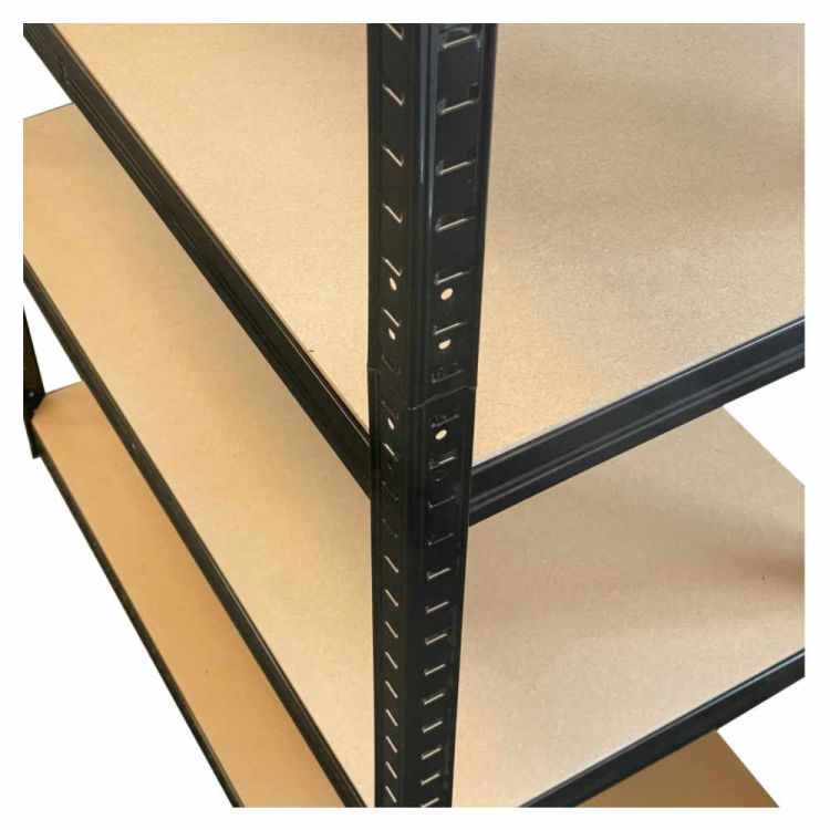 Regał magazynowy metalowy 220x110x45cm 875kg 5 półek MDF wciskany czarny do garażu i piwnicy – zdjęcie 12
