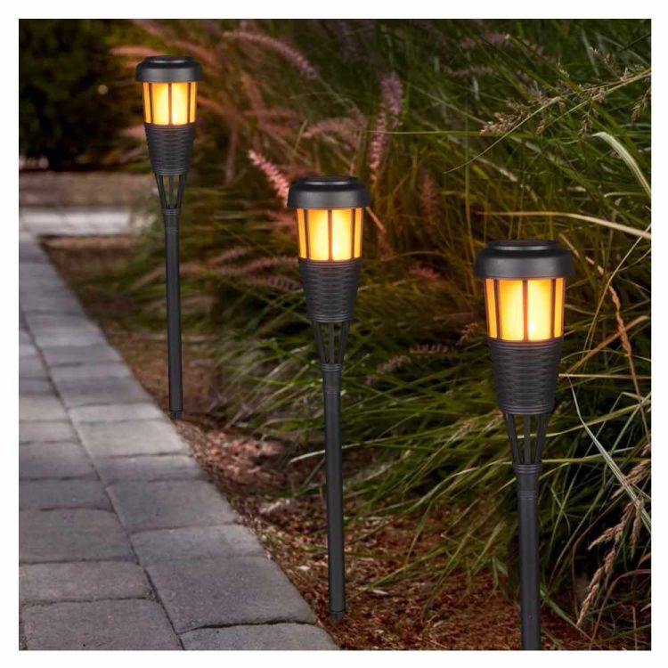 Lampa solarna Płomień LED 0,12W 50,5cm IP44 wbijana czarna do ogrodu – zdjęcie 2