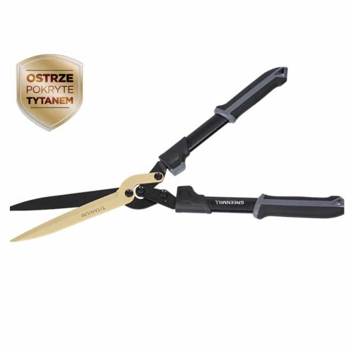 Nożyce do żywopłotu Greenmill UP0084T 25cm faliste ostrza tytanowe stalowe ramiona