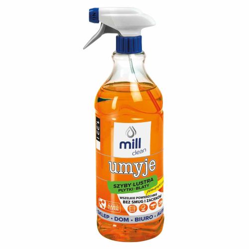 Płyn do szyb luster i glazury Mill Clean Umyje 1,22l pomarańcza Nano Clean