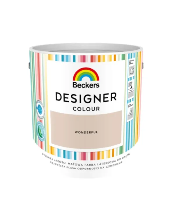 Farba lateksowa Beckers Designer Colour Silver Pearl 2,5L plamoodporna matowa do ścian i sufitów