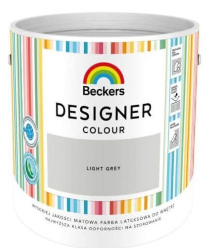 Farba lateksowa Beckers Designer Colour Light Grey 2,5L plamoodporna matowa do ścian i sufitów