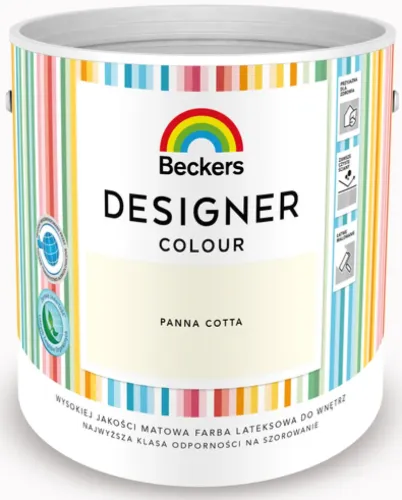 Farba lateksowa Beckers Designer Colour Panna Cotta 2,5L plamoodporna matowa do ścian i sufitów