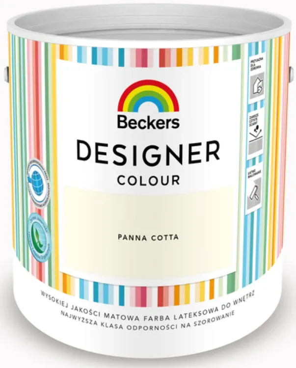 Farba lateksowa Beckers Designer Colour Panna Cotta 2,5L plamoodporna matowa do ścian i sufitów