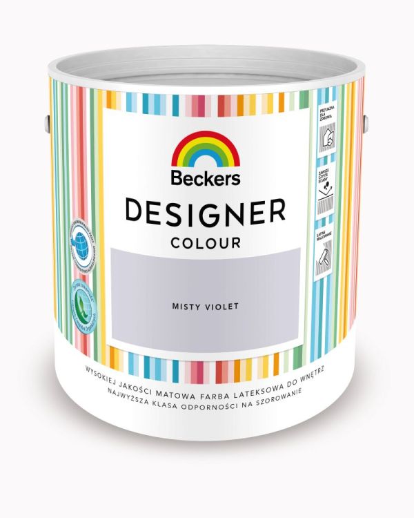 Farba lateksowa Beckers Designer Colour Misty Violet 2,5L plamoodporna matowa do ścian i sufitów – zdjęcie 1