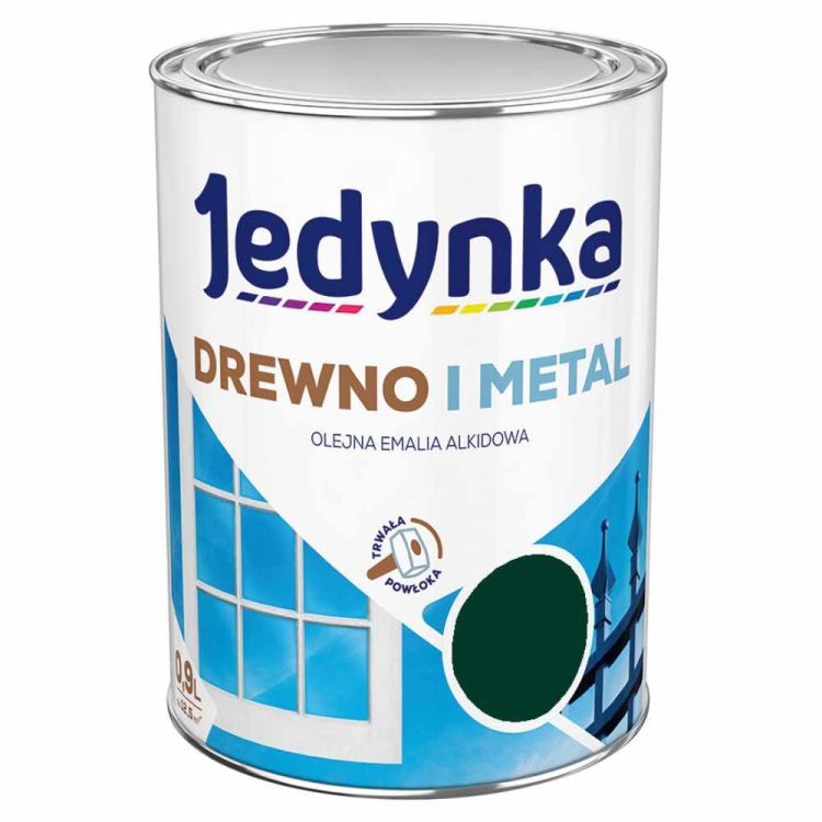 Farba alkidowa Jedynka Drewno i Metal Zielony Ciemny 0,9 l połysk do drewna i metalu