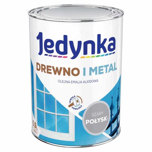 Farba alkidowa Jedynka Drewno i Metal Szary Jasny 0,9 l połysk do drewna i metalu