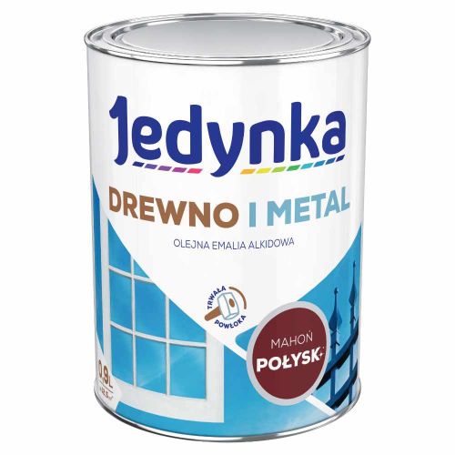 Farba alkidowa Jedynka Drewno i Metal Mahoń 0,9 l połysk do drewna i metalu