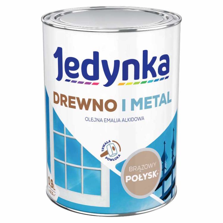Farba alkidowa Jedynka Drewno i Metal Brązowy 0,9 l połysk do drewna i metalu