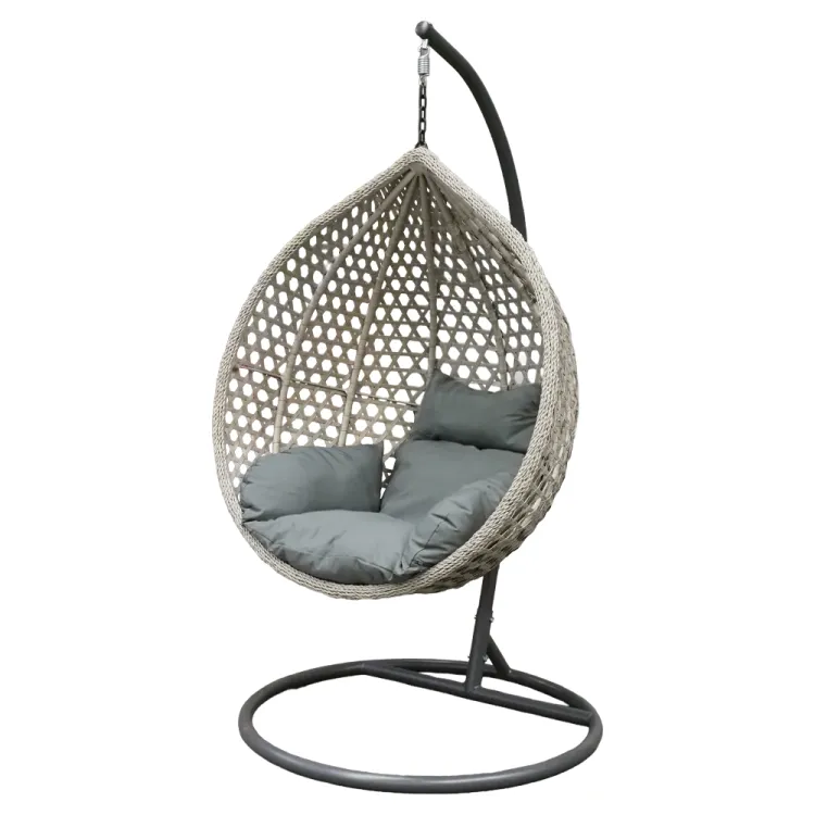 Fotel wiszący kokon do ogrodu rattan 150kg szary pojedynczy Laguna L Serpent Tree