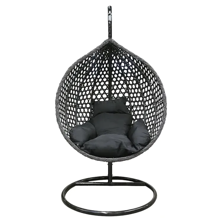 Fotel wiszący kokon do ogrodu rattan 150kg czarny pojedynczy Laguna L Serpent Tree – zdjęcie 1