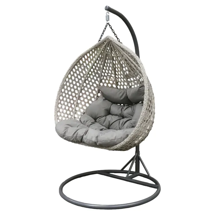 Fotel wiszący kokon do ogrodu rattan 180kg szary dwuosobowy Laguna XL Serpent Tree – zdjęcie 2