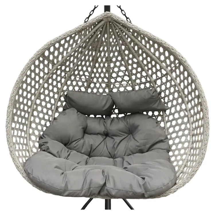 Fotel wiszący kokon do ogrodu rattan 180kg szary dwuosobowy Laguna XL Serpent Tree – zdjęcie 4