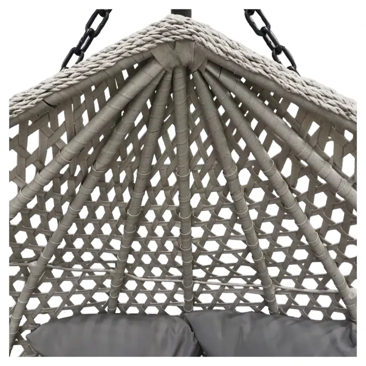 Fotel wiszący kokon do ogrodu rattan 180kg szary dwuosobowy Laguna XL Serpent Tree – zdjęcie 7