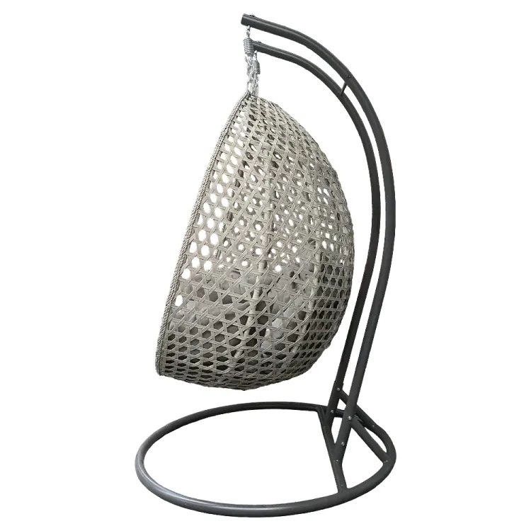 Fotel wiszący kokon do ogrodu rattan 180kg szary dwuosobowy Laguna XL podwójny stelaż Serpent Tree – zdjęcie 3