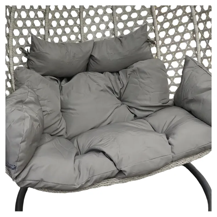 Fotel wiszący kokon do ogrodu rattan 180kg szary dwuosobowy Laguna XL podwójny stelaż Serpent Tree – zdjęcie 5
